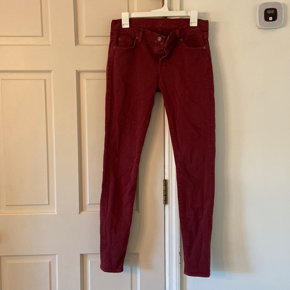 7 for all mankind red skinny jeans, size 30